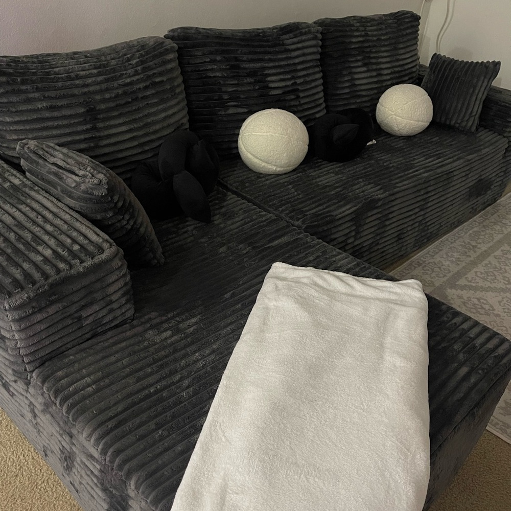 Plush Gray Sectional Sofa